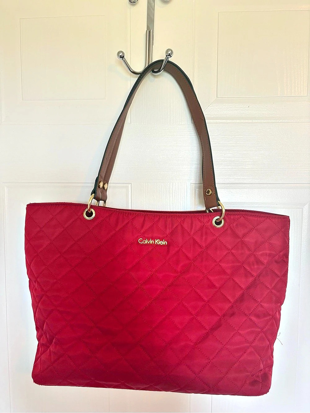 Calvin Klein Quilted Tote in Red Like New